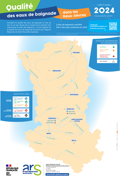 Carte qualité des eaux de baignade - Deux-Sèvres (79) - Edition 2024