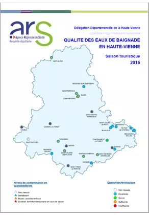 Couverture du rapport "qualité de l'eau de baignade" de la Haute Vienne en 2016 Vignette
