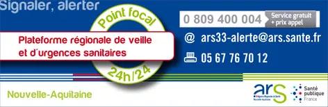 Plateforme régionale de veille et d'urgences sanitaires de la Nouvelle-aquitaine - Point focal 24h/24, voir la description détaillée ci-après.