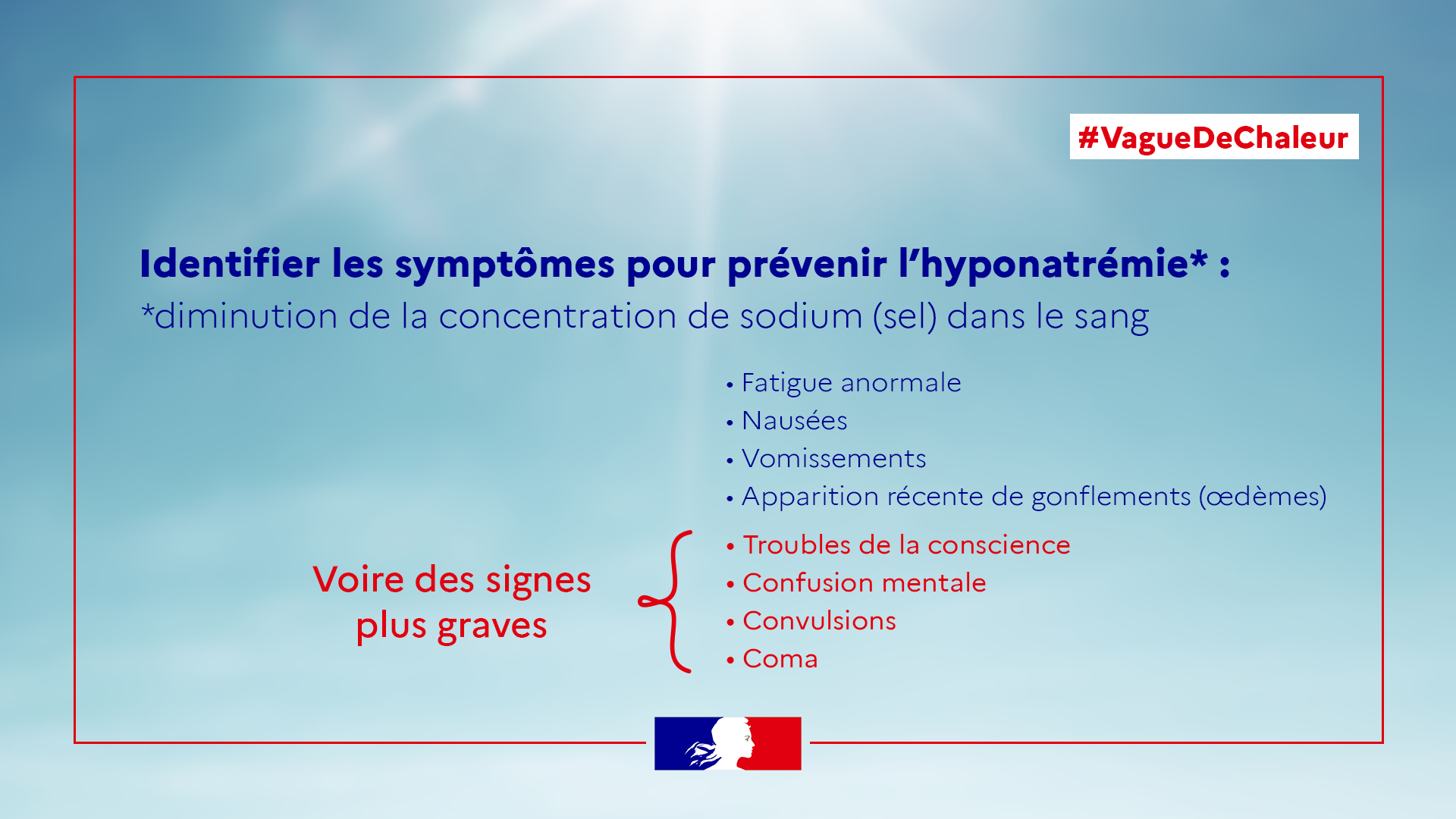 Identifier les symptômes pour prévenir l’hyponatrémie - description ci-après