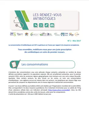 Couverture - Les rendez-vous Antibiotiques - N°1 de mai 2017 - 292*420 Vignette