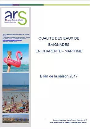 Couverture du rapport "qualité de l'eau de baignade" de la Charente-Maritime en 2017 292*420 Vignette