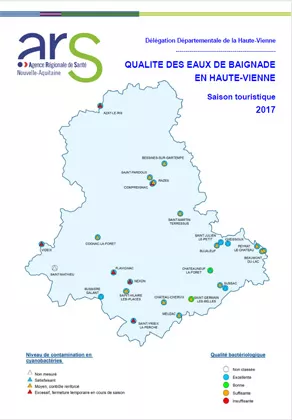 Couverture Rapport "qualité de l'eau de baignade" de la Haute-Vienne en 2017 Vignette