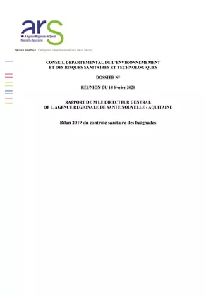 Couverture Rapport "qualité de l'eau de baignade" des Deux-Sèvres (79) en 2019 292*420 Vignette