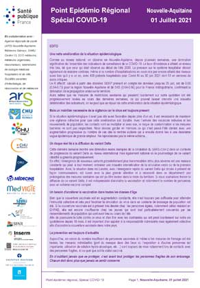Couverture COVID-19 - Point épidémiologique régional Nouvelle-Aquitaine - Situation au 1er juillet 2021