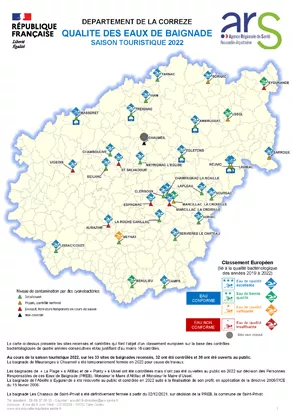 Couverture Rapport "qualité de l'eau de baignade" de la Corrèze (19) en 2022