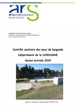 Couverture Rapport "qualité de l'eau de baignade" de la Dordogne en 2019 292*420 Vignette