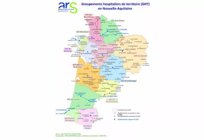 Image Carte des GHT en Nouvelle-Aquitaine 16/03/2020
