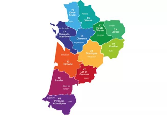 Visuel Carte Nouvelle-Aquitaine par département