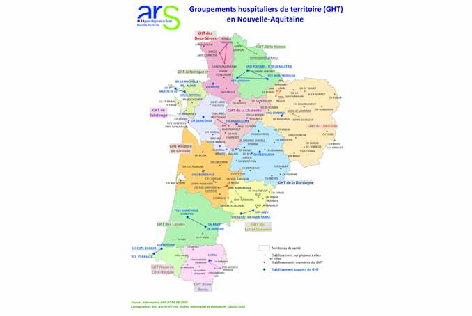 Image Carte des GHT en Nouvelle-Aquitaine 16/03/2020