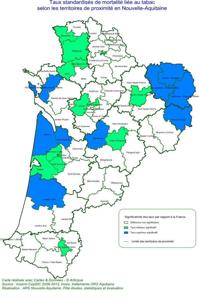 Cartographie Taux mortalité Tabac 2017