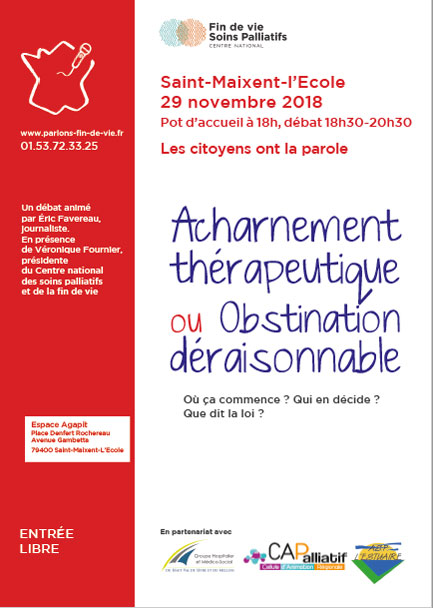 Image Affiche du débat "Acharnement thérapeutique ou Obstination déraisonnable" du 29 novembre 2018