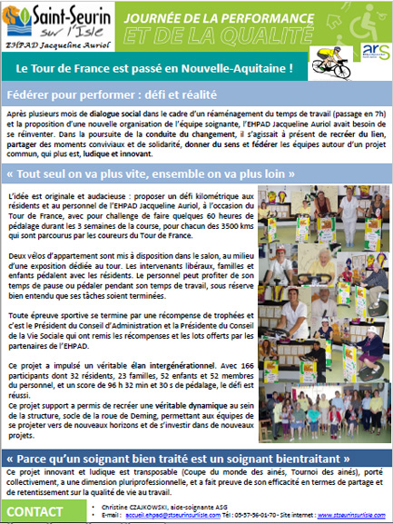 Journée performance 2019 - Poster EHPAD Jacqueline Auriol / le tour de France est passé en Nouvelle-Aquitaine