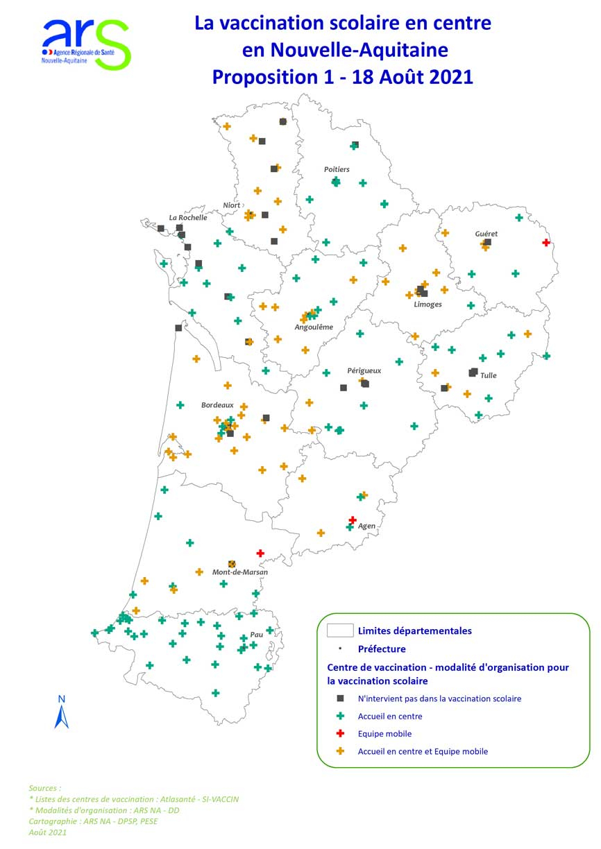 Carte COVID-19 Vaccination scolaires 12-17 ans