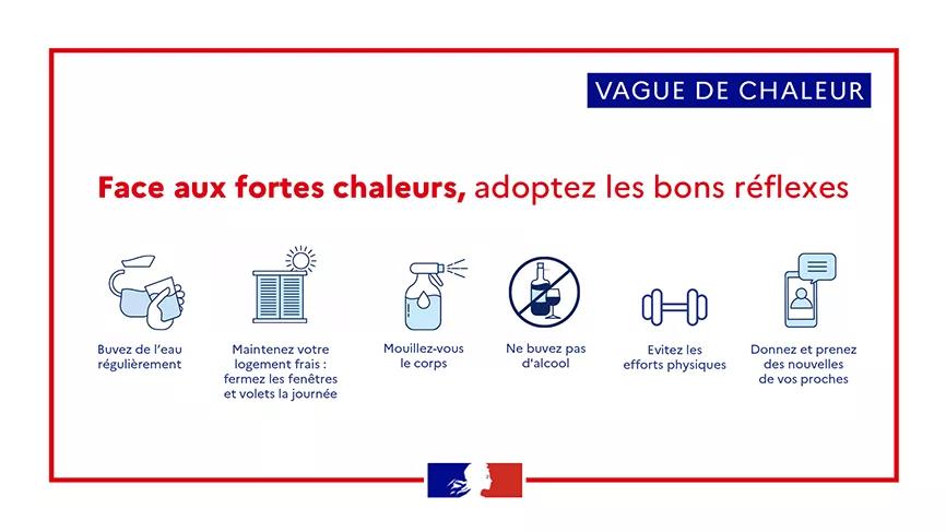 Face aux fortes chaleur, adoptez les bons réflexes - description ci-après