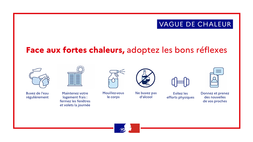 Face aux fortes chaleur, adoptez les bons réflexes - description ci-après