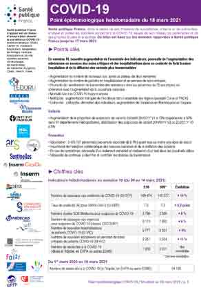 Couverture COVID-19 - Point épidémiologique national - Situation au 18 mars 2021