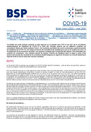 Couverture Bulletin de Santé Publique (BSP) Nouvelle-Aquitaine / Novembre 2021 - COVID-19 - Bilan mars 2020 - mai 2021