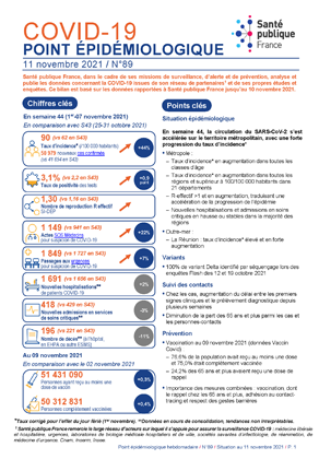 Couverture COVID-19 - Point épidémiologique national - Situation au 11 novembre