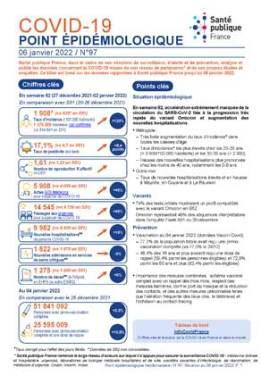 Couverture COVID-19 - Point épidémiologique national - Situation au 6 janvier 2022