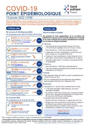 Couverture COVID-19 - Point épidémiologique national - Situation au 13 janvier 2022