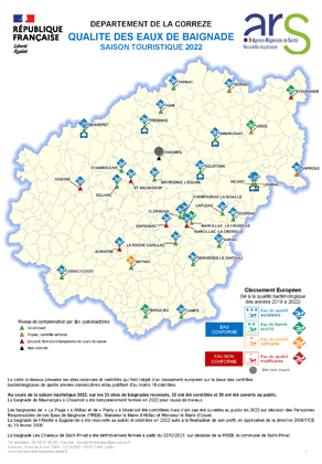 Couverture Rapport "qualité de l'eau de baignade" de la Corrèze (19) en 2022