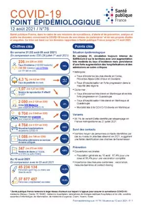 Couverture COVID-19 - Point épidémiologique national - Situation au 12 août 2021 