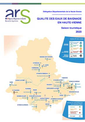 Couverture rapport "qualité de l'eau de baignade" de la Haute-Vienne (87) en 2020