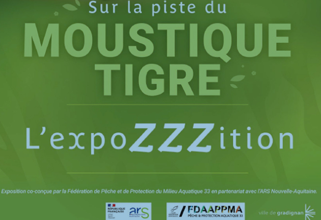 Sur la piste du moustique tigre - L'expozzzition - Exposition co-conçue par la Fédaration de Pêche et de Protection du Milieu Aquatique 33 en partenariat avec l'ARS Nouvelle-Aquitaine.